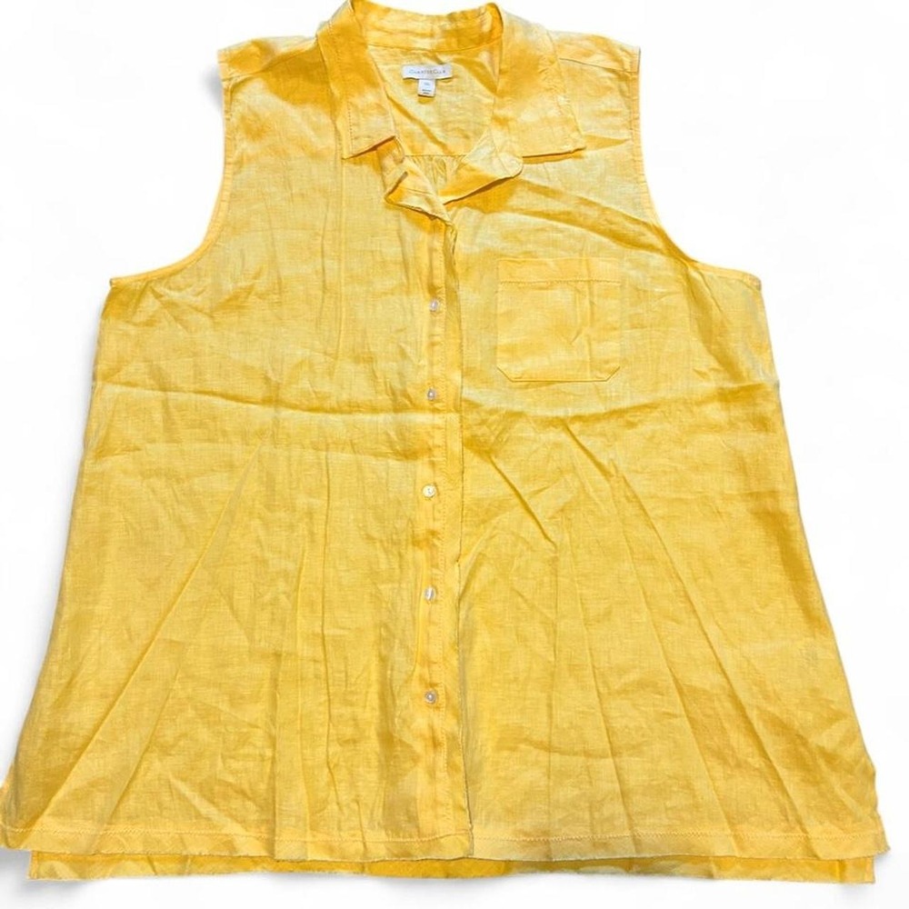 Linen‎ Charter Club yellow button up shirt